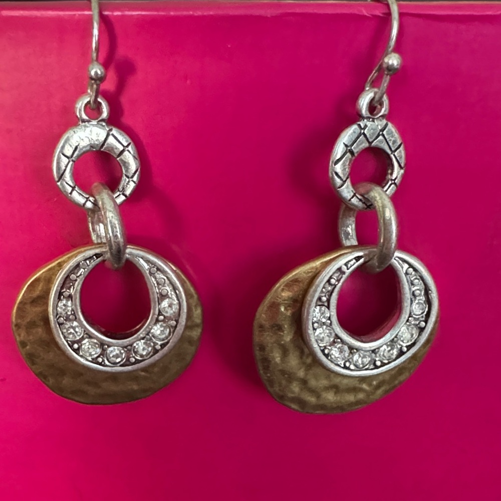 Elegant Silver and Gold Dangle Earrings